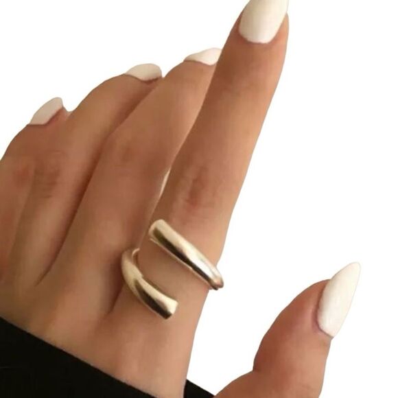 The Axis 925 adjustable modern statement ring in silver - Picture 1 of 7